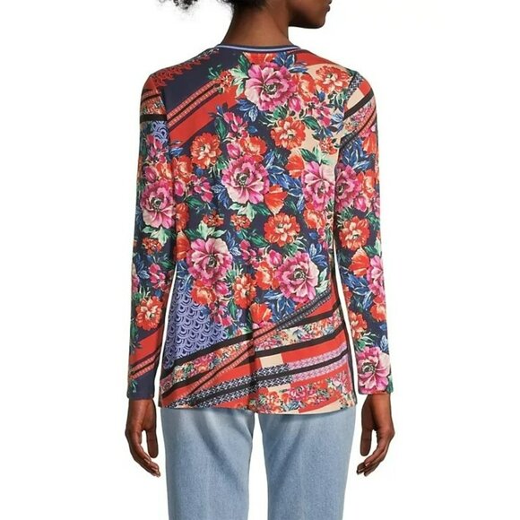 265. Johnny Was Window Favorite L/S V-Neck Tee Black Small - Picture 3 of 6